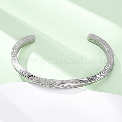 304 Stainless Steel Cuff Bangles for Men Women&nbsp;BJEW-D361-02P