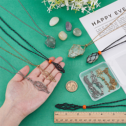 9Pcs 9 Styles Polyester & 304 Stainless Steel Chain Empty Macrame Pouch Necklace Making&nbsp;NJEW-PH01602