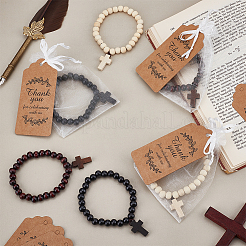 24Pcs Wood Cross Charm Bracelets&nbsp;BJEW-GO0001-43