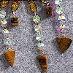 Copper Wire Wrapped Spiral Sun Natural Tiger Eye Beads Suncatchers&nbsp;HJEW-F027-07