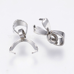 Tarnish Resistant 201 Stainless Steel Pendant Pinch Bails&nbsp;STAS-F138-02P-2.5x14mm