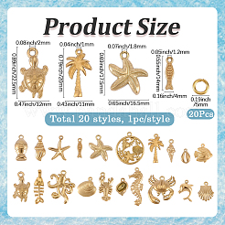 20Pcs 20 Styles Ocean Theme 304 Stainless Steel Pendants&nbsp;STAS-SC0021-12