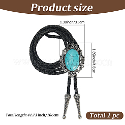 Natural Turquoise with PU Leather Lariat Necklace&nbsp;NJEW-WH20010-02A