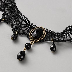 Flower Lace Choker Necklaces&nbsp;NJEW-WH0020-54C