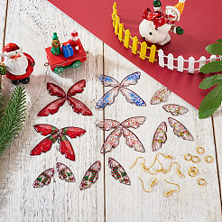DIY Christmas Theme Epoxy Resin Wing Dangle Earring Kits&nbsp;DIY-TA0010-31