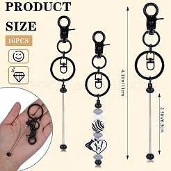 16Pcs Baking Paint Alloy Beadable Bar Keychain for DIY Crafts Jewelry Making&nbsp;KEYC-SZ0001-18