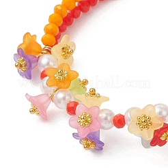 Opaque Solid Color Glass & Acrylic Multi-strand Bracelets&nbsp;BJEW-JB12973