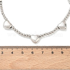 Brass Round Heart Beaded Necklaces&nbsp;NJEW-Z120-01P