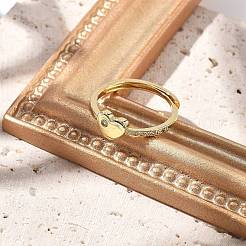 Brass Micro Pave Cubic Zirconia Adjustable Finger Rings for Women&nbsp;RJEW-U032-05G