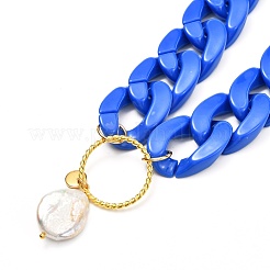 Ring with Natural Pearl Pendant Necklace for Teen Girl Women&nbsp;NJEW-JN03712