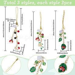 6Pcs 3 Styles Alloy Enamel & Glass Beads Mobile Anti-Dust Plugs&nbsp;HJEW-SC0001-93