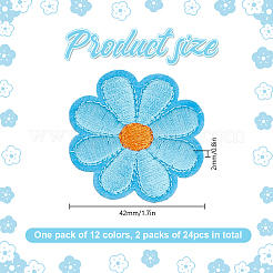 2 Sets Flower Polyester & Cotton Computerized Embroidery Iron on/Sew on Patches&nbsp;PATC-DR0001-07