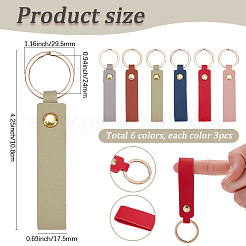 18Pcs 6 Colors PU Leather Keychains&nbsp;KEYC-SC0002-02
