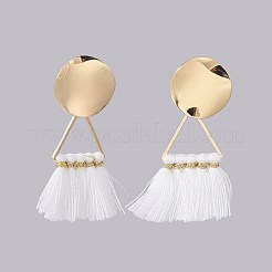 Polycotton(Polyester Cotton) Tassel Dangle Stud Earrings&nbsp;EJEW-JE03132