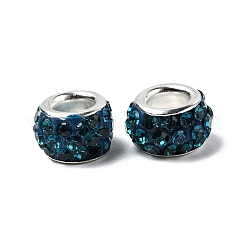 Polymer Clay Rhinestone European Large Hole Beads with Silver Color Plated Brass Cores&nbsp;FPDL-R002-04