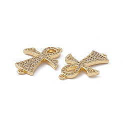 Rack Plating Brass Micro Pave Clear Cubic Zirconia Connector Charms&nbsp;KK-A175-01G