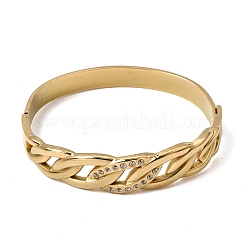 304 Stainless Steel Crystal Rhinestone Twisted Chain Hinged Cuff Bangles for Women&nbsp;SA-CBA61B8-09G