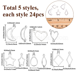 120Pcs 5 Styles 304 Stainless Steel Charms&nbsp;STAS-SC0020-90B