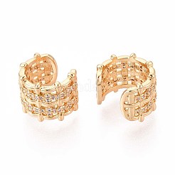 Brass Micro Pave Clear Cubic Zirconia Cuff Earrings&nbsp;EJEW-T047-83G