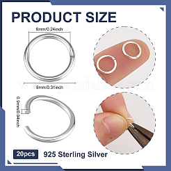 20Pcs 925 Sterling Silver Open Jump Rings&nbsp;STER-PH0003-66