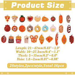 56Pcs 28 Styles Opaque Resin Pendants&nbsp;RESI-WR0001-07