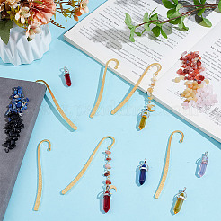 DIY Natural Mixed Gemstone Bullet Charms Boolmarks Making Kits&nbsp;DIY-NB0013-96
