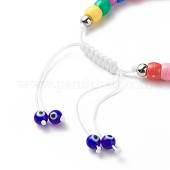 Lampwork Heart with Evil Eye Braided Bead Bracelet&nbsp;BJEW-JB08626