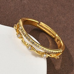 Brass Micro Pave Cubic Zirconia Finger Rings&nbsp;RJEW-H258-16G