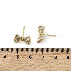 Brass Clear Cubic Zirconia Bowknot Stud Earrings&nbsp;EJEW-L261-016G