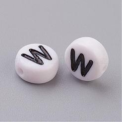 Acrylic Horizontal Hole Letter Beads&nbsp;X-PL37C9070-W