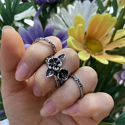 3Pcs Flower Brass Stackable Finger Rings for Women&nbsp;FS-WG45278-04