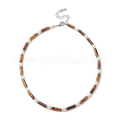 Natural Mixed Gemstone & Pearl & Crystal Rhinestone Beaded Necklace for Women&nbsp;NJEW-JN04209