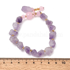Raw Rough Natural Amethyst Nuggets Charm Beaded Stretch Bracelets for Women&nbsp;GG-CBA2C9C-09