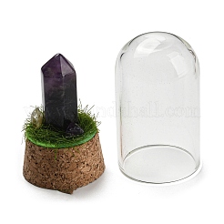 Natural Amethyst Bullet Display Decoration with Glass Dome Cloche Cover&nbsp;DJEW-B009-02B