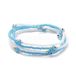 Evil Eye Lampwork & Glass Seed Beaded Elastic Waist Bead Chains&nbsp;NJEW-C00020-03