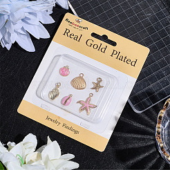 12Pcs 6 Styles Rack Plating Brass Enamel Pendants&nbsp;KK-BBC0023-45