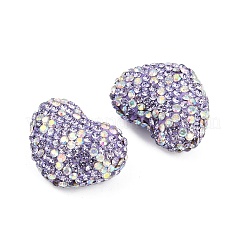 Heart Shaped Polymer Clay Rhinestone Beads&nbsp;CLAY-NH0002-01D