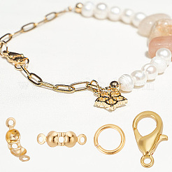 30Pcs Brass Lobster Claw Clasps with 30Pcs Open Jump Rings & 30Pcs Bead Tips&nbsp;KK-GO0001-13