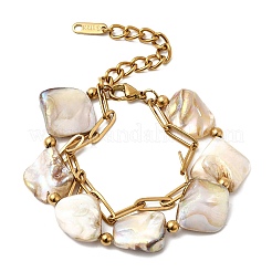 304 Stainless Steel & Natural Shell Double Layer Bracelets&nbsp;BJEW-G763-07G