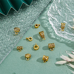 150Pcs 10 Style Tibetan Style Alloy Tube Bails&nbsp;FIND-DC0004-78
