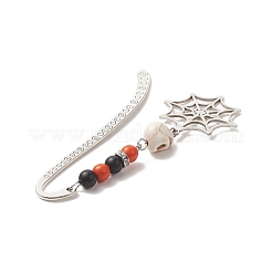 Halloween Theme Coffin Spider Web Alloy Hook Bookmarks&nbsp;AJEW-JK00217