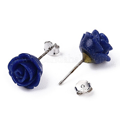 Synthetical Coral Flower Ear Studs&nbsp;EJEW-R102-01
