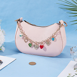 Alloy Colorful Heart Charm Purse Decorative Chains&nbsp;PURS-WH0008-09