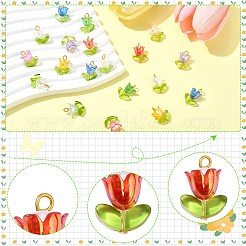 90Pcs 9 Colors Acrylic Lampwork Pendants&nbsp;PALLOY-CJ00048