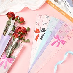 Bowknot Print Transparent PE Cone Flower Sleeves&nbsp;ABAG-FZC0002-001H
