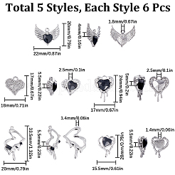 30Pcs 5 Styles Rack Plating Alloy Glass Pendants&nbsp;FIND-SC0006-66