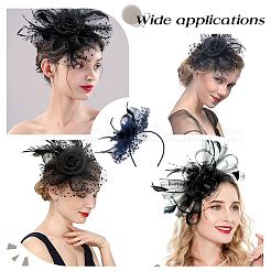 Polyester Mesh Veil Hair Bands&nbsp;OHAR-WH0034-12B
