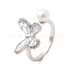 Adjustable Brass Micro Pave Cubic Zirconia Enamel Finger Rings&nbsp;CU-CBABA66-07B-P