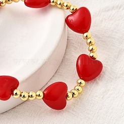 Valentine's Day ABS Imitation Pearl Beads Stretch Bracelets for Women&nbsp;BJEW-D317-08A-G