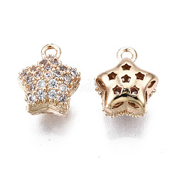 Hollow Brass Micro Pave Clear Cubic Zirconia Charms&nbsp;KK-S359-142-RS